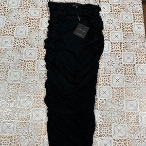 JLUXLABEL black ribbed sheer strapless dress